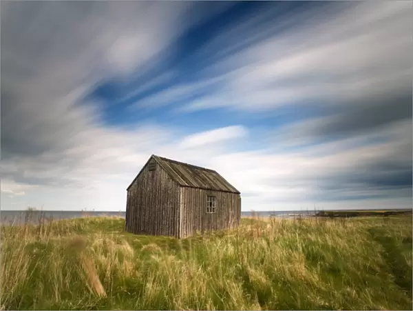 Old fishermans hut, Beadnell, Northumberland, England, United Kingdom, Europe