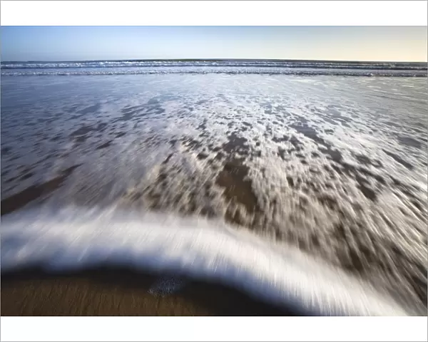 Surf washing up the beach, Embleton Bay, Northumberland, England, United Kingdom, Europe