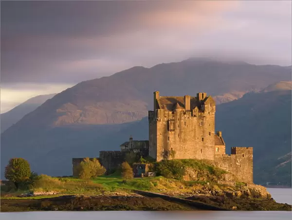 Eilean Donan Castle bathed in evening light, Loch Duich, near Kyle of Lochalsh