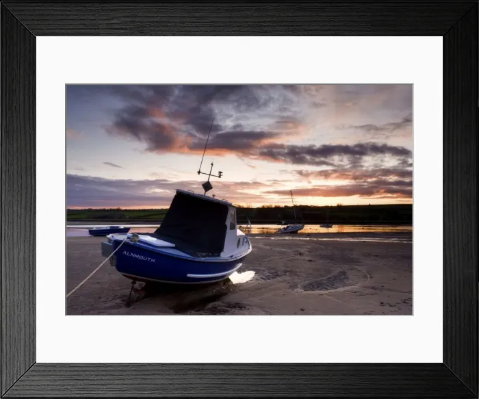 Framed Print : Fishing boat on the Aln Estuary at sunset, Alnmouth, near Alnwick, Northumberland Framed Print : Fishing boat on the Aln Estuary at sunset, Alnmouth, near Alnwick, Northumberland