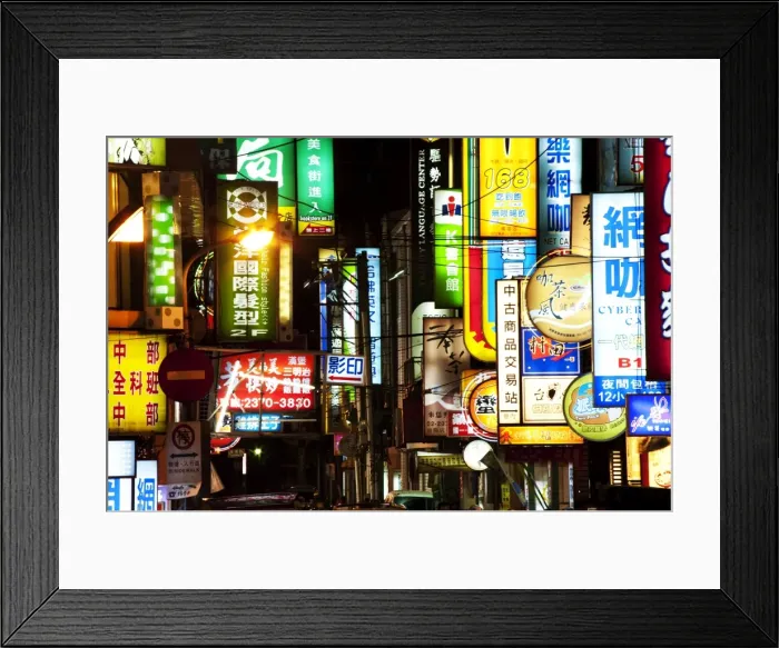 Framed Print : Neon signs at night, Taipei, Taiwan, Asia Framed Print : Neon signs at night, Taipei, Taiwan, Asia