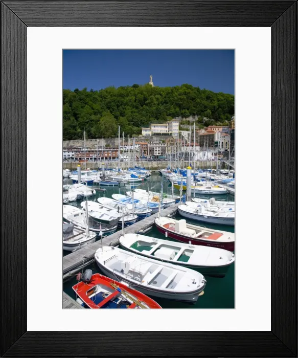 Framed Print : View across the harbour to the wooded slopes of Monte Urgull, San Sebastian Framed Print : View across the harbour to the wooded slopes of Monte Urgull, San Sebastian