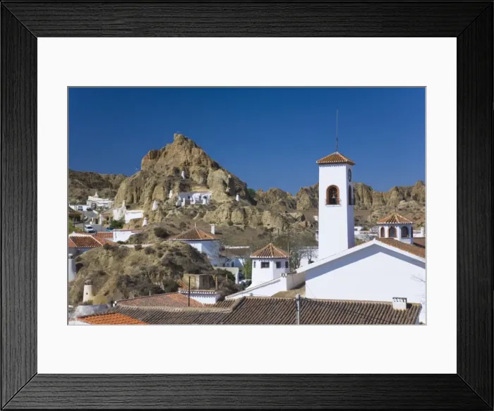 Framed Print : View across rooftops to cave houses in the troglodyte district, Guadix Framed Print : View across rooftops to cave houses in the troglodyte district, Guadix