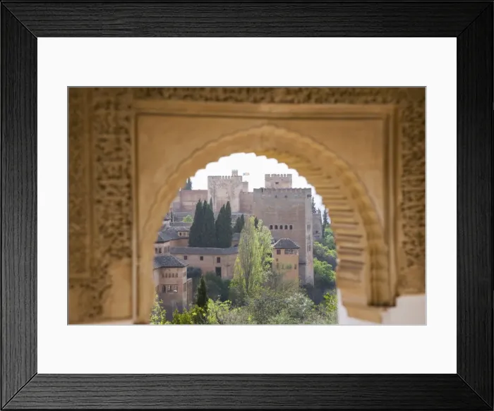 Framed Print : View to the Alhambra through arch in gardens of the Generalife, UNESCO World Heritage Site Framed Print : View to the Alhambra through arch in gardens of the Generalife, UNESCO World Heritage Site