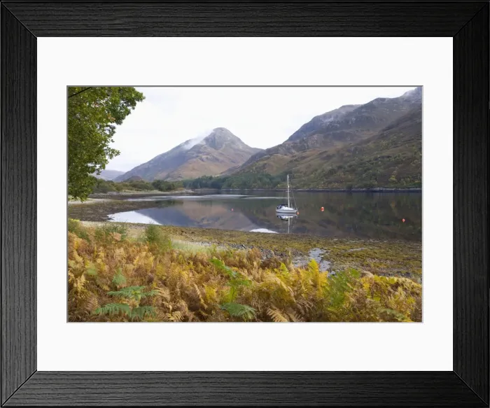Framed Print : View across the tranquil waters of Loch Leve in autumn, near Fort William Framed Print : View across the tranquil waters of Loch Leve in autumn, near Fort William