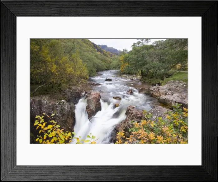 Framed Print : Lower falls on the Water of Nevis in autumn, Glen Nevis, near Fort William Framed Print : Lower falls on the Water of Nevis in autumn, Glen Nevis, near Fort William