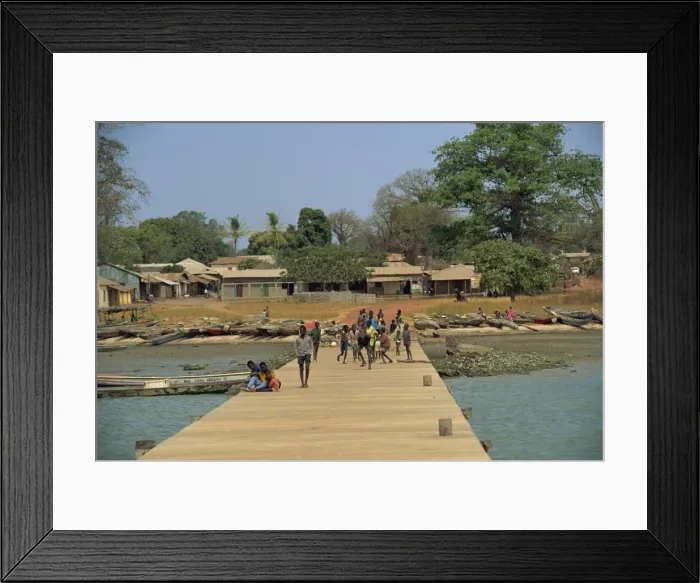 Framed Print : Locals on jetty, Albreda, The Gambia, West Africa, Africa Framed Print : Locals on jetty, Albreda, The Gambia, West Africa, Africa