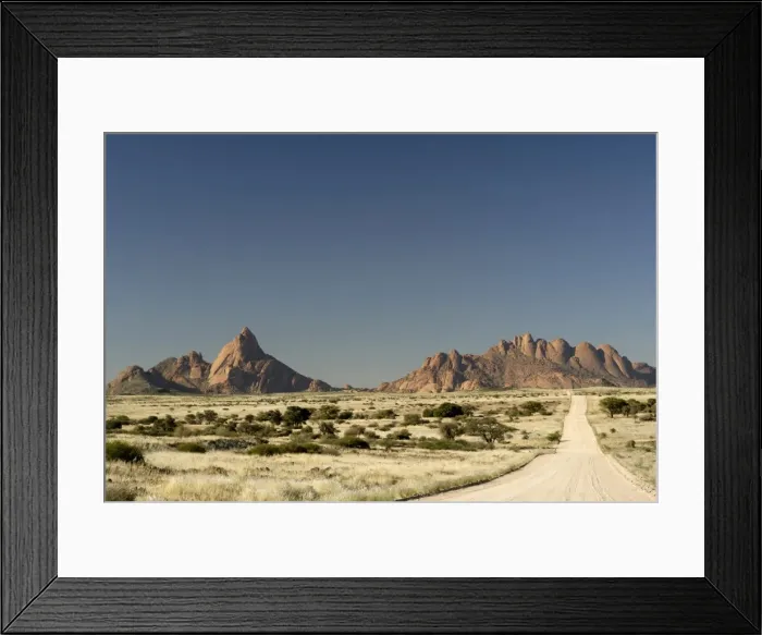 Framed Print : Road to Spitskoppe mountains, Damaraland, Namibia, Africa Framed Print : Road to Spitskoppe mountains, Damaraland, Namibia, Africa