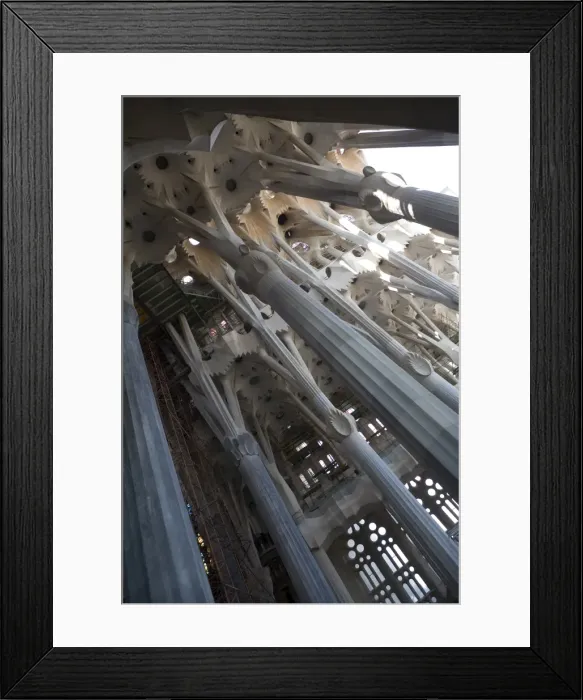 Framed Print : Interior with columns and windows, La Sagrada Familia church, Barcelona