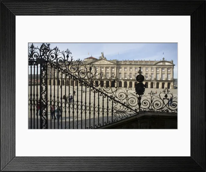 Framed Print : Pazo de Raxoi (City Hall) seen across Praza do Obradoiro from cathedral steps Framed Print : Pazo de Raxoi (City Hall) seen across Praza do Obradoiro from cathedral steps