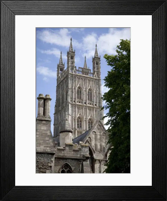 Framed Print : Cathedral tower from the northwest, Gloucester, Gloucestershire, England Framed Print : Cathedral tower from the northwest, Gloucester, Gloucestershire, England