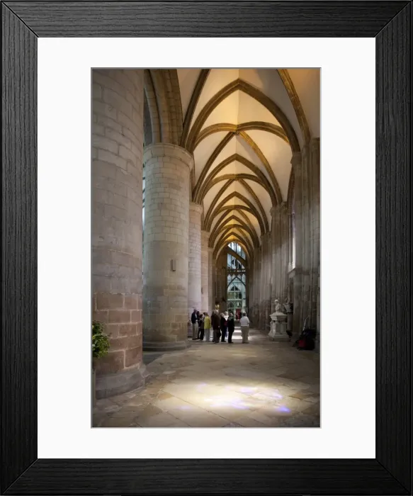 Framed Print : Interior of south nave aisle of Gloucester Cathedral, looking east, Gloucester Framed Print : Interior of south nave aisle of Gloucester Cathedral, looking east, Gloucester