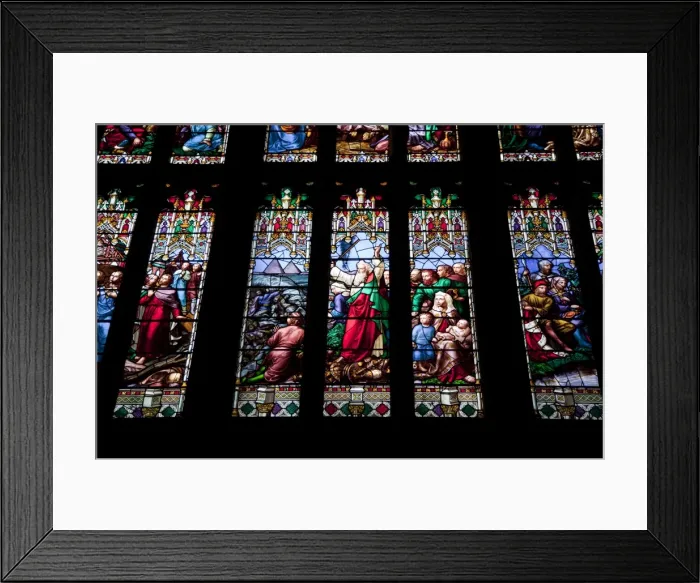 Framed Print : Detail of interior of Great West Window, showing Moses crossing the Red Sea Framed Print : Detail of interior of Great West Window, showing Moses crossing the Red Sea