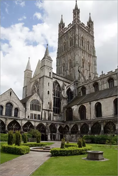 Tower and cloisters of Gloucester Cathedral, Gloucester, Gloucestershire