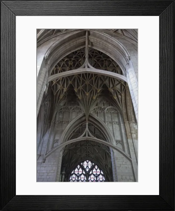 Framed Print : Vaulting in the crossing roof with strainer arches, Gloucester Cathedral Framed Print : Vaulting in the crossing roof with strainer arches, Gloucester Cathedral