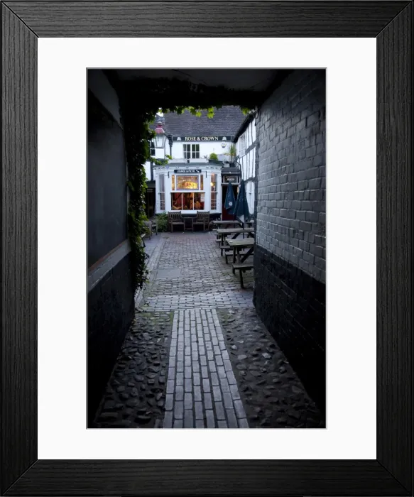 Framed Print : Back yard of Rose and Crown pub at dusk, Gloucester, Gloucestershire, England Framed Print : Back yard of Rose and Crown pub at dusk, Gloucester, Gloucestershire, England