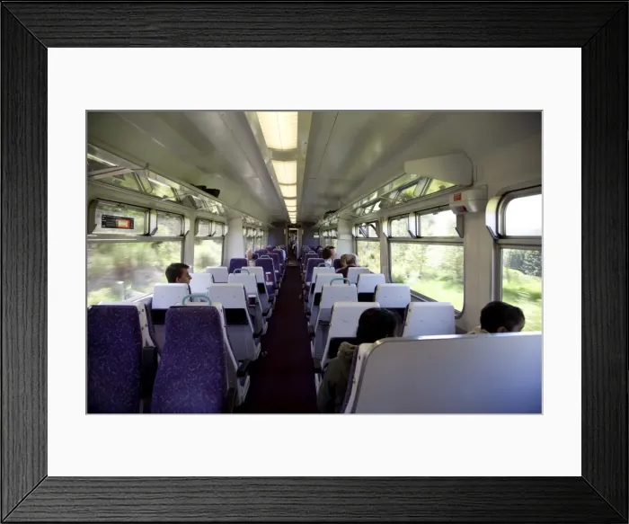 Framed Print : Interior of a railway carriage on the West Highland Line, Western Scotland Framed Print : Interior of a railway carriage on the West Highland Line, Western Scotland