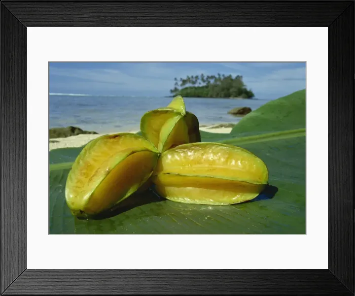 Framed Print : Star fruit on palm leaf, Rarotonga, Cook Islands, Pacific Islands, Pacific Framed Print : Star fruit on palm leaf, Rarotonga, Cook Islands, Pacific Islands, Pacific