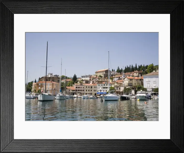 Framed Print : Old villas in picturesque historic medieval fishing village around Mandrac harbour in Preluka Bay