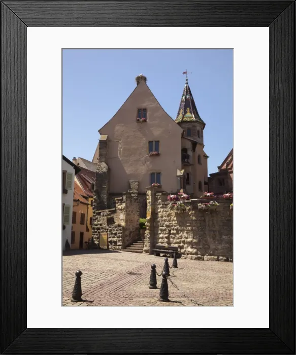 Framed Print : Chateau St. Leon in medieval village on the wine route, Place du Chateau Framed Print : Chateau St. Leon in medieval village on the wine route, Place du Chateau
