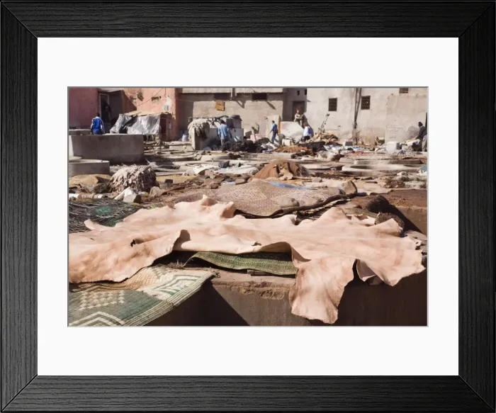 Framed Print : Vats and leather hides in an old Tannery owned by cooperative of families in the Medina Framed Print : Vats and leather hides in an old Tannery owned by cooperative of families in the Medina