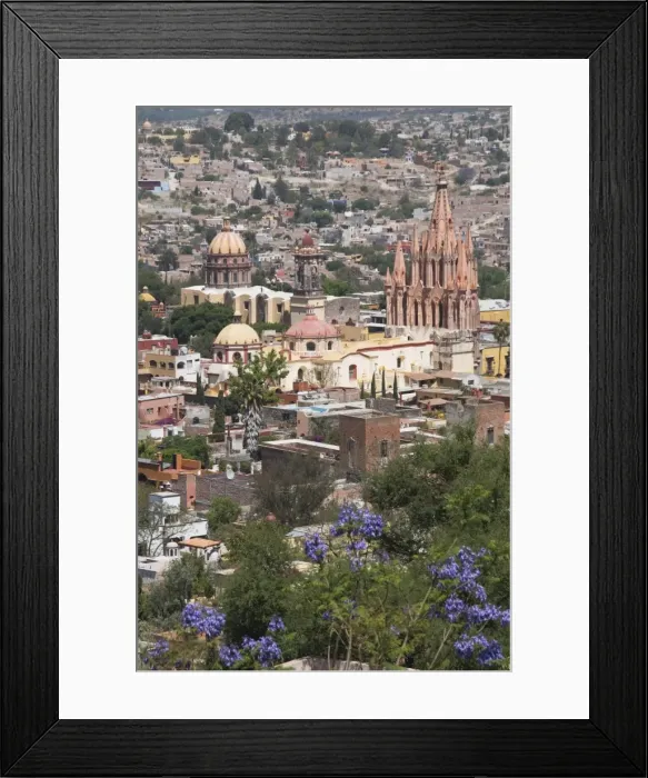 Framed Print : View from the Mirador over the church La Parroquia, San Miguel de Allende (San Miguel)