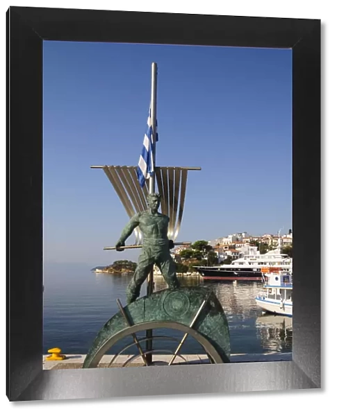 Alexander Papadiamantis statue In The Harbour, Skiathos Town, Skiathos
