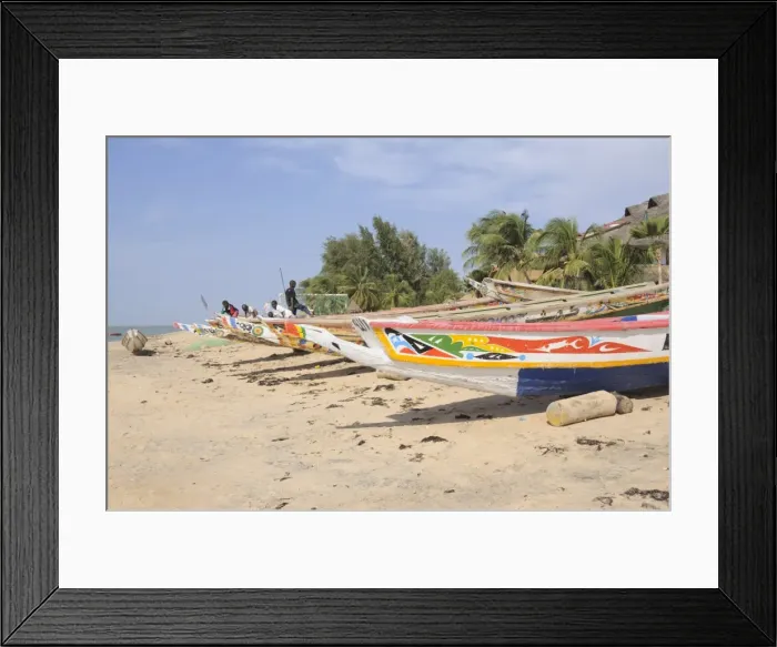 Framed Print : Pirogues or fishing boats, Fishing Village, Saly, Senegal, West Africa, Africa Framed Print : Pirogues or fishing boats, Fishing Village, Saly, Senegal, West Africa, Africa
