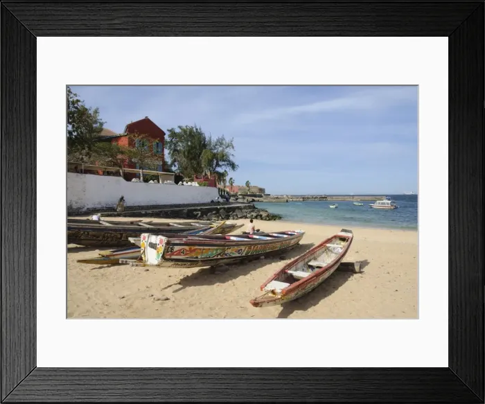 Framed Print : Pirogues (fishing boats) on beach, Goree Island, near Dakar, Senegal, West Africa, Africa Framed Print : Pirogues (fishing boats) on beach, Goree Island, near Dakar, Senegal, West Africa, Africa