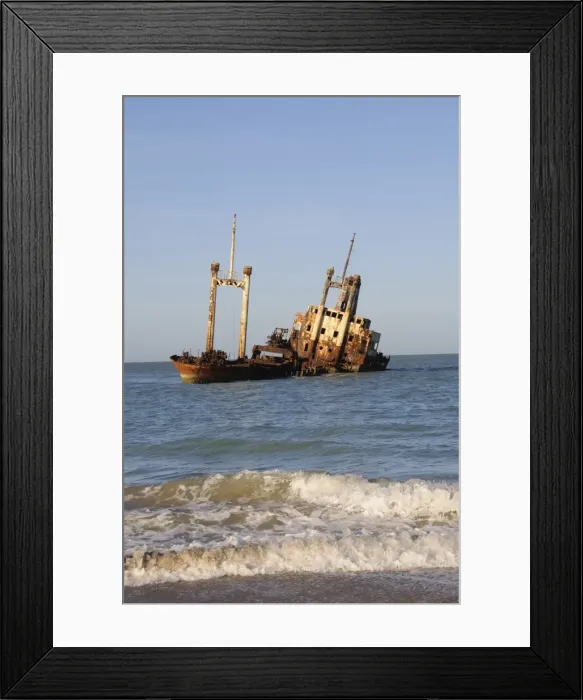 Framed Print : Ship wreck just off the beach near the Royal Lodge, Sine Saloum Delta, Senegal Framed Print : Ship wreck just off the beach near the Royal Lodge, Sine Saloum Delta, Senegal