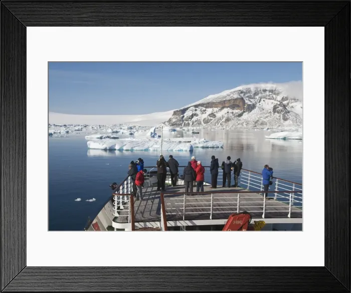 Framed Print : Ship approaching Brown Bluff, Antarctic Peninsula, Antarctica, Polar Regions