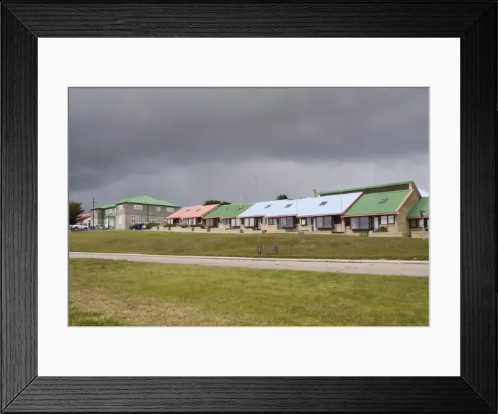 Framed Print : Sheltered housing for elderly, Port Stanley, Falkland Islands, South America Framed Print : Sheltered housing for elderly, Port Stanley, Falkland Islands, South America