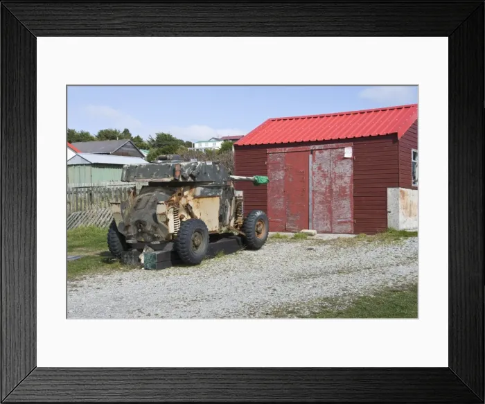 Framed Print : Argentine armoured car, Port Stanley, Falkland Islands, South America Framed Print : Argentine armoured car, Port Stanley, Falkland Islands, South America