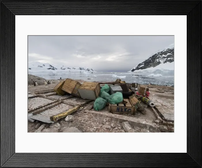 Framed Print : Remains of Argentine hut destroyed by severe wind, Neko Harbour, Antarctic Peninsula