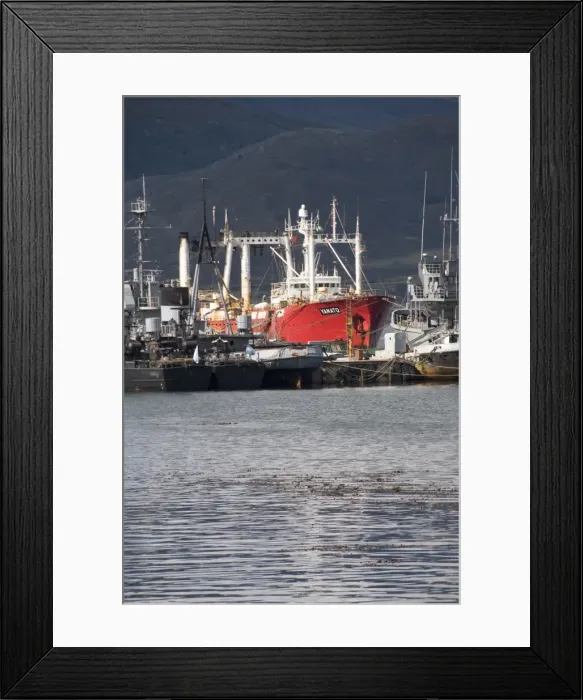 Framed Print : Ships in docks in the southernmost city in the world, Ushuaia, Argentina, South America Framed Print : Ships in docks in the southernmost city in the world, Ushuaia, Argentina, South America