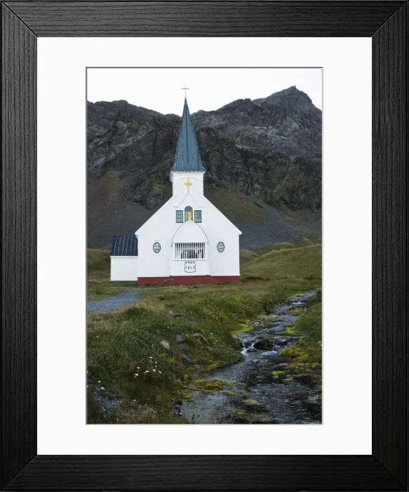 Framed Print : Church at Grytviken where Shackletons funeral was held, South Georgia Framed Print : Church at Grytviken where Shackletons funeral was held, South Georgia