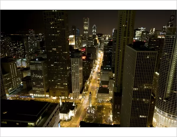 Magnificent Mile, Michigan Avenue at night, Chicago, Illinois, United States of America