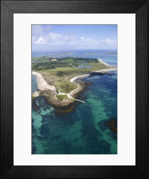 Framed Print : Aerial shot of Tresco, Isles of Scilly, Cornwall, United Kingdom, Europe Framed Print : Aerial shot of Tresco, Isles of Scilly, Cornwall, United Kingdom, Europe