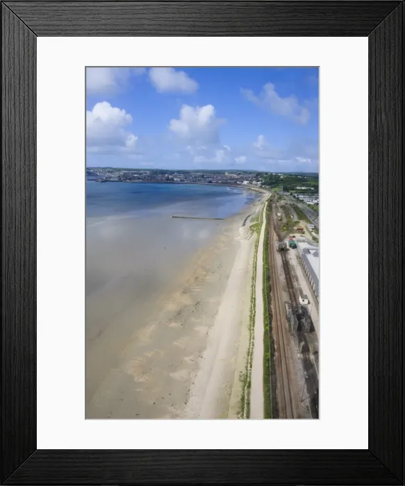Framed Print : Aerial shot of railway line near Penzance, Cornwall, United Kingdom, Europe Framed Print : Aerial shot of railway line near Penzance, Cornwall, United Kingdom, Europe