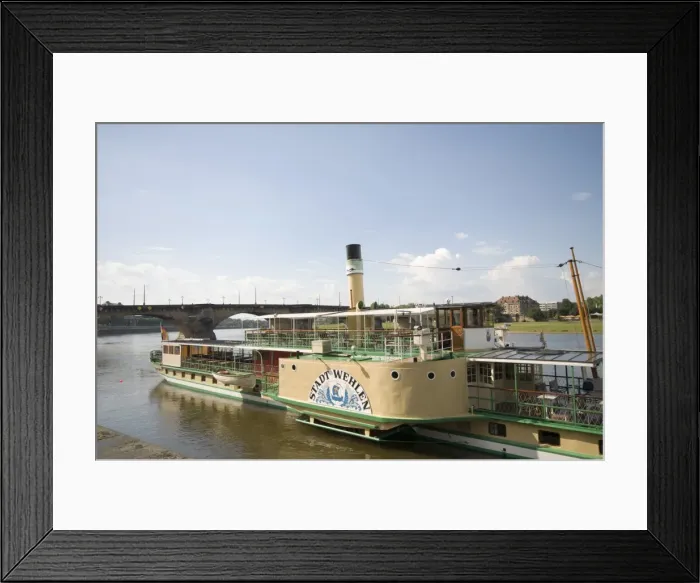 Framed Print : Paddle steamship on Elbe River, Dresden, Saxony, Germany, Europe Framed Print : Paddle steamship on Elbe River, Dresden, Saxony, Germany, Europe