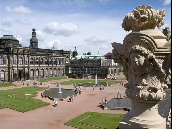 The Gallery of Old Masters in background, Zwinger, Dresden, Saxony, Germany, Europe