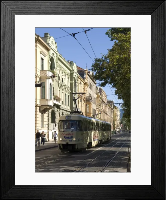 Framed Print : Tram, Praska Street, Zagreb, Croatia, Europe Framed Print : Tram, Praska Street, Zagreb, Croatia, Europe