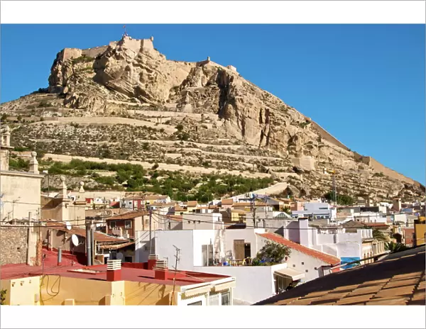 The city and castle Santa Barbara in the background, Alicante, Valencia province