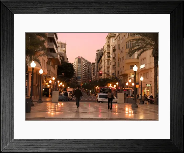 Framed Print : Mendez Nunez Rambla in the evening, Alicante, Valencia province, Spain, Europe Framed Print : Mendez Nunez Rambla in the evening, Alicante, Valencia province, Spain, Europe