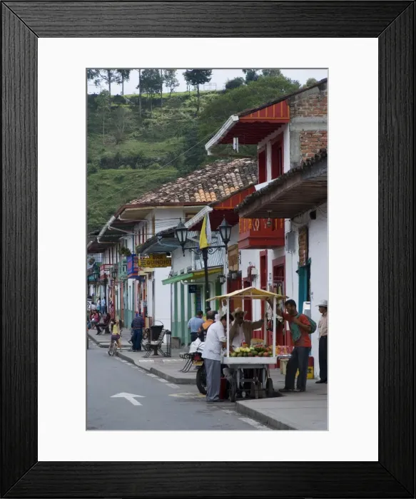 Framed Print : Street view of the colonial town of Salento, Colombia, South America Framed Print : Street view of the colonial town of Salento, Colombia, South America