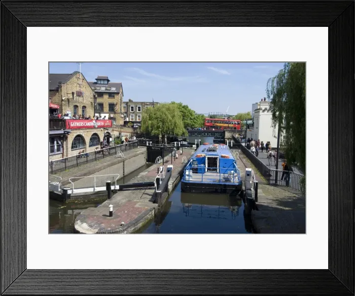 Framed Print : Boat going through Camden Lock, London, England, United Kingdom, Europe Framed Print : Boat going through Camden Lock, London, England, United Kingdom, Europe