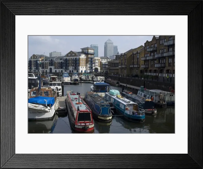 Framed Print : Limehouse Basin with view of Canary Wharf, Docklands, London, England, United Kingdom Framed Print : Limehouse Basin with view of Canary Wharf, Docklands, London, England, United Kingdom
