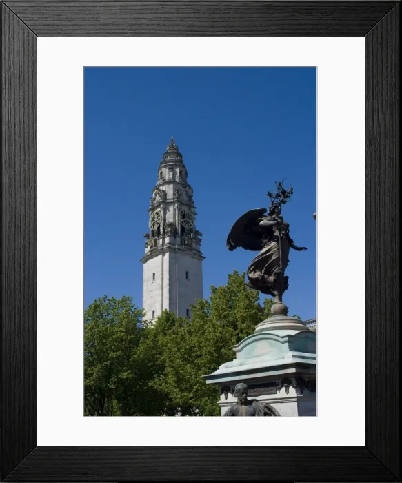 Framed Print : Clock Tower and South Africa war memorial, Cardiff, Wales, United Kingdom, Europe Framed Print : Clock Tower and South Africa war memorial, Cardiff, Wales, United Kingdom, Europe