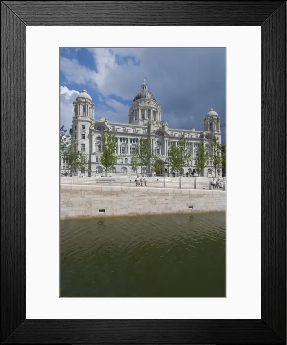 Framed Print : The Port of Liverpool Building, one of the Three Graces, as seen from the new Leeds Liverpool Canal link, Liverpool, Merseyside, England, United Framed Print : The Port of Liverpool Building, one of the Three Graces, as seen from the new Leeds Liverpool Canal link, Liverpool, Merseyside, England, United