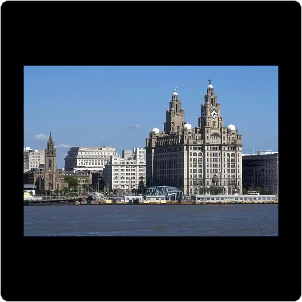 View of the Liverpool skyline and the Liver Building, from the Mersey ferry